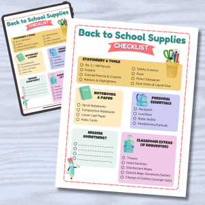Back to School Supplies Checklist